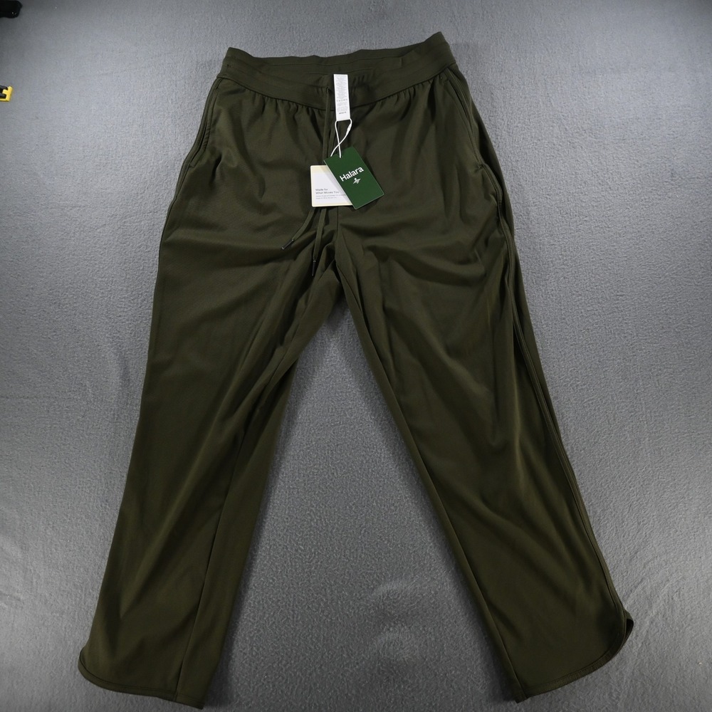 Halara Womens High Waisted Drawstring Straight Leg Pants Size M Olive Green